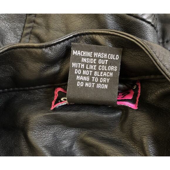 Say What? Cropped Faux Leather Jacket XL Black Gold Zipper Accents Motorcycle - Picture 6 of 9